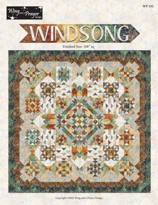 Windsong quilt pattern, 108" square.