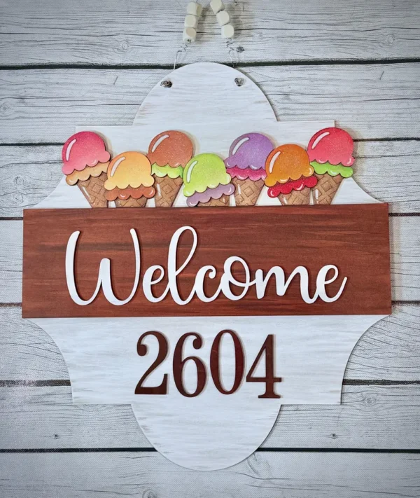 Interchangeable Door Hanger Insert - Ice Cream