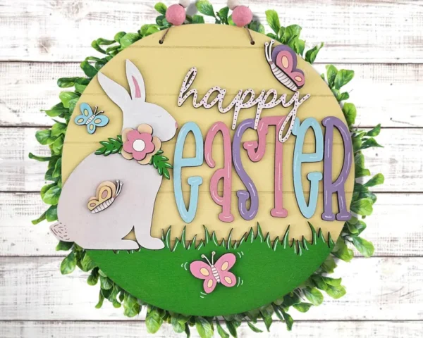 Happy Easter - Bunny with Butterflies DIY Door Hanger Kit