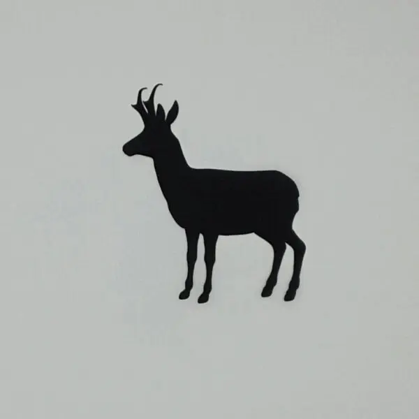 A silhouette of an animal on the side of a wall.