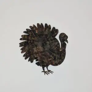 A turkey is standing on its hind legs.