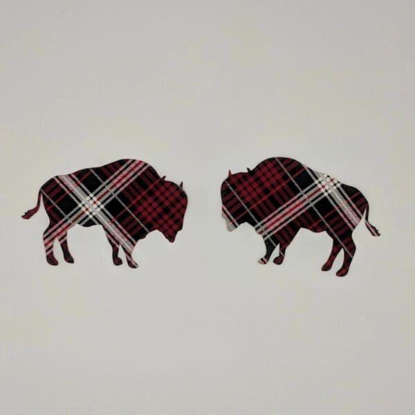 A pair of buffalo are shown in plaid.