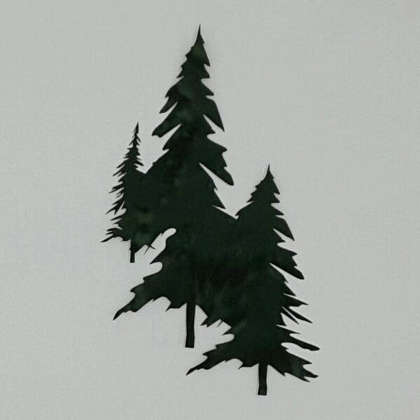 Three trees are shown in a gray sky.