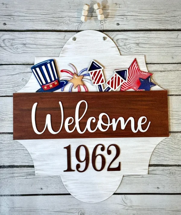 Interchangeable Door Hanger Insert - Fourth of July (Patriotic)